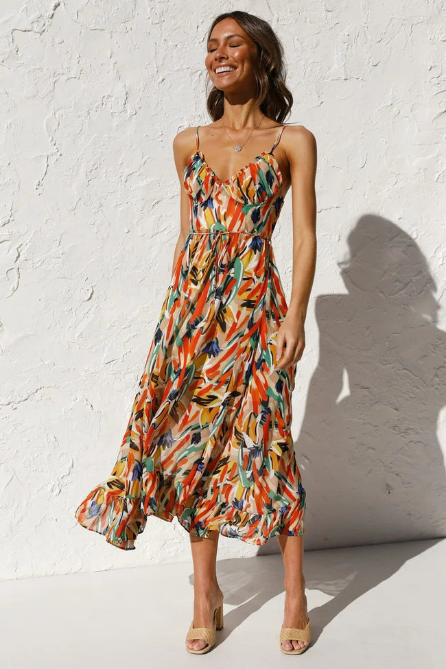Eye-Graphic Twist-Detail Maxi Dress Main image