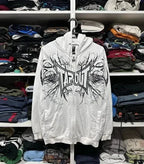Dark Skull Design Zip Hoodie white / S