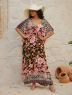 Plus Size Boho Floral Beach Cover Up