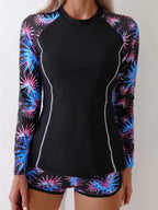 Tropical Print Rashguard Two Piece Set Print / S