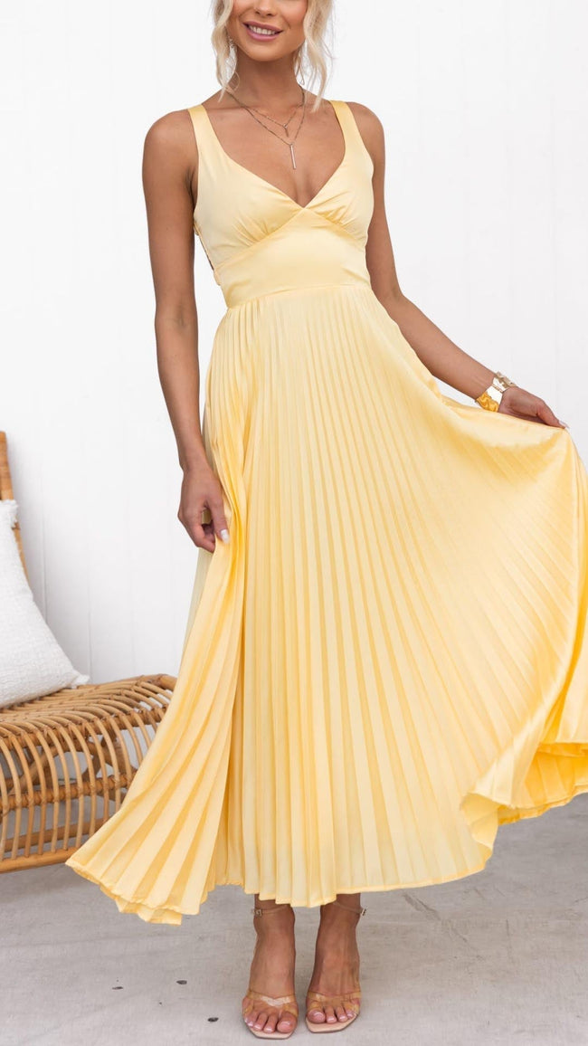 V-Neck Maxi Dress with Pleat Details Main image