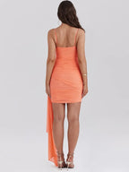 Pleated Ribbon Slim Bodycon Vacation Dress vacationdress-250223