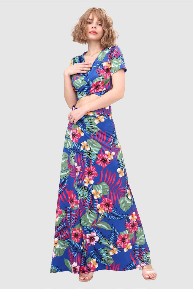 Botanical-Print Two-Piece Set with a V-Neck Main image