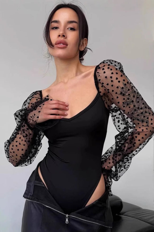 Polka-Dot Mesh Blouse Main image
