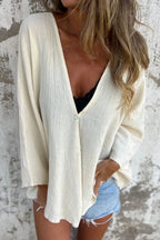 Loose Fit V Neck Long Sleeve Cardigan