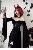 Halloween Cloak Gothic Dress Black / S