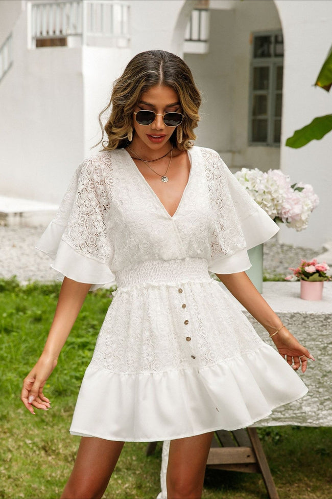Batwing Boho Dress with Lace Details Main image
