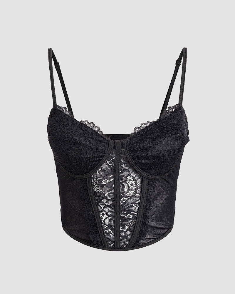 Cropped Corset Top with Lace Details