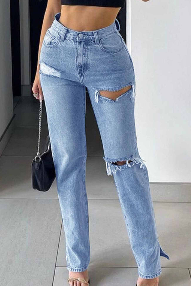 High-Rise Flared Distressed Jeans Main image
