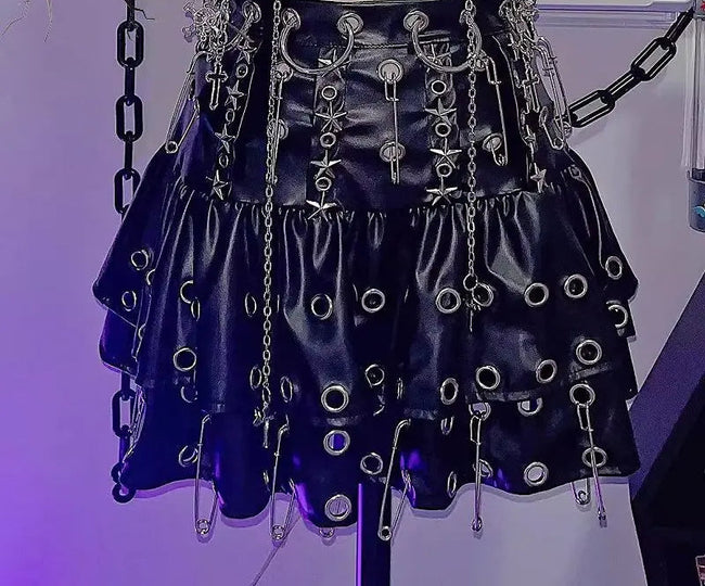 Rivet Star Double-layer Cake Skirt Black / S Main image