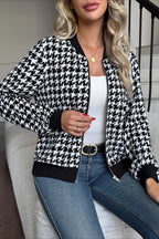 Long Sleeve Houndstooth Fitted Jacket