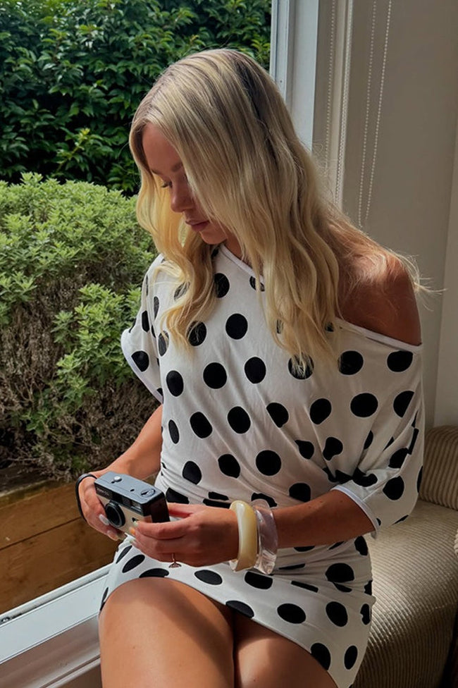 Polka-Dot Short-Sleeve Retro Blouse Main image