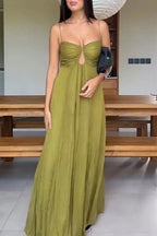 Spaghetti-Strap Maxi Dress with Cutout Details
