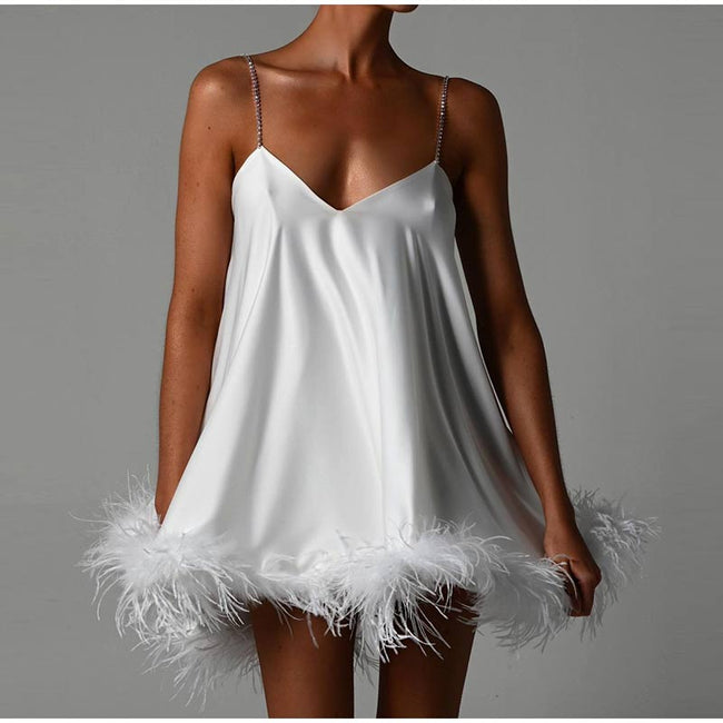 Strappy Dress with Feather Details Main image