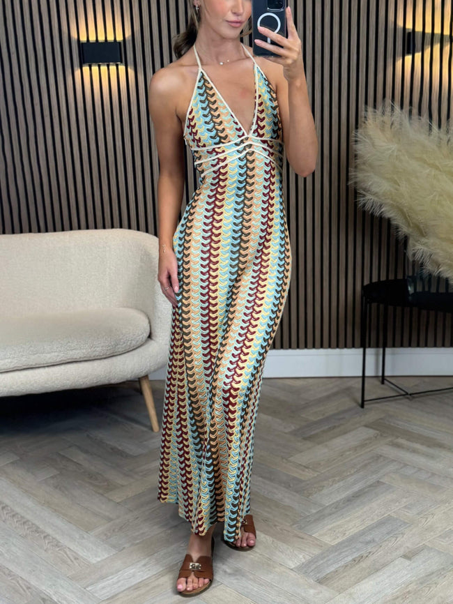 Crochet Strappy Maxi Dress with a V-Neck Main image