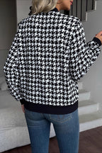 Long Sleeve Houndstooth Fitted Jacket