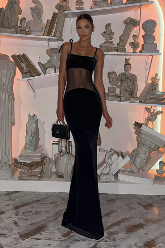 Bodycon Strappy Sheer Maxi Dress with a V-Neck Main image