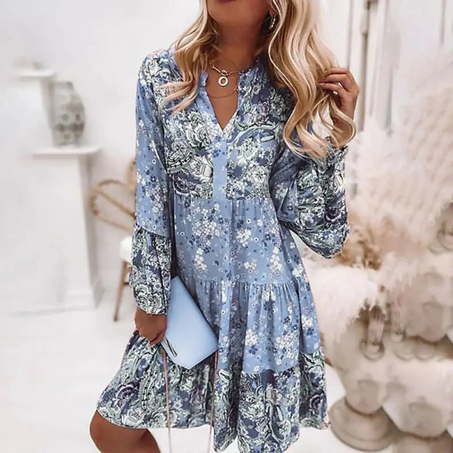 Floral Ruffled Ruched Dress Main image