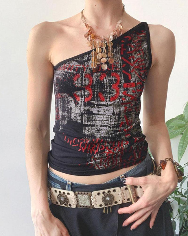 Strappy Asymmetric Top with a One-Shoulder Cut Main image