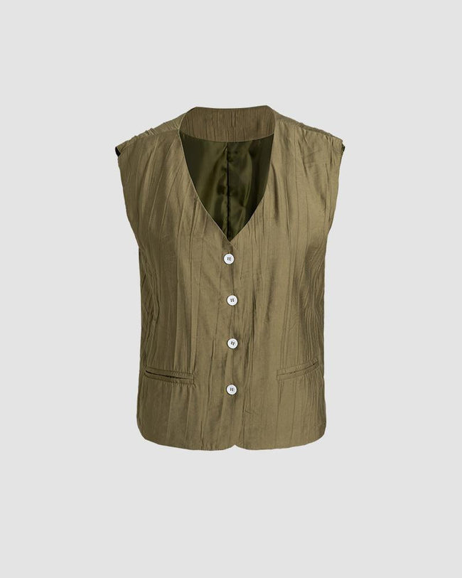 Button-Detail Sleeveless Vest Main image