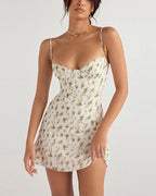 Floral Strappy Short-Sleeve Dress