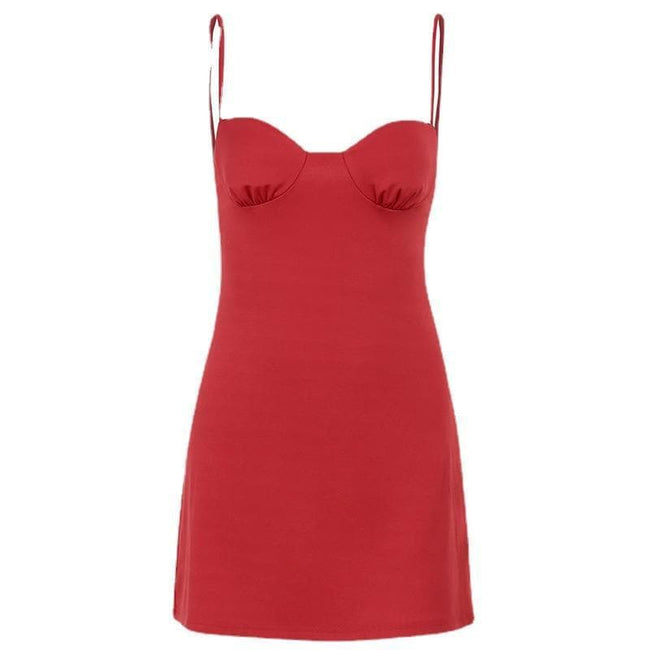 Sweetheart-Neck Strappy Ruched Mini Dress with an Open Back Main image