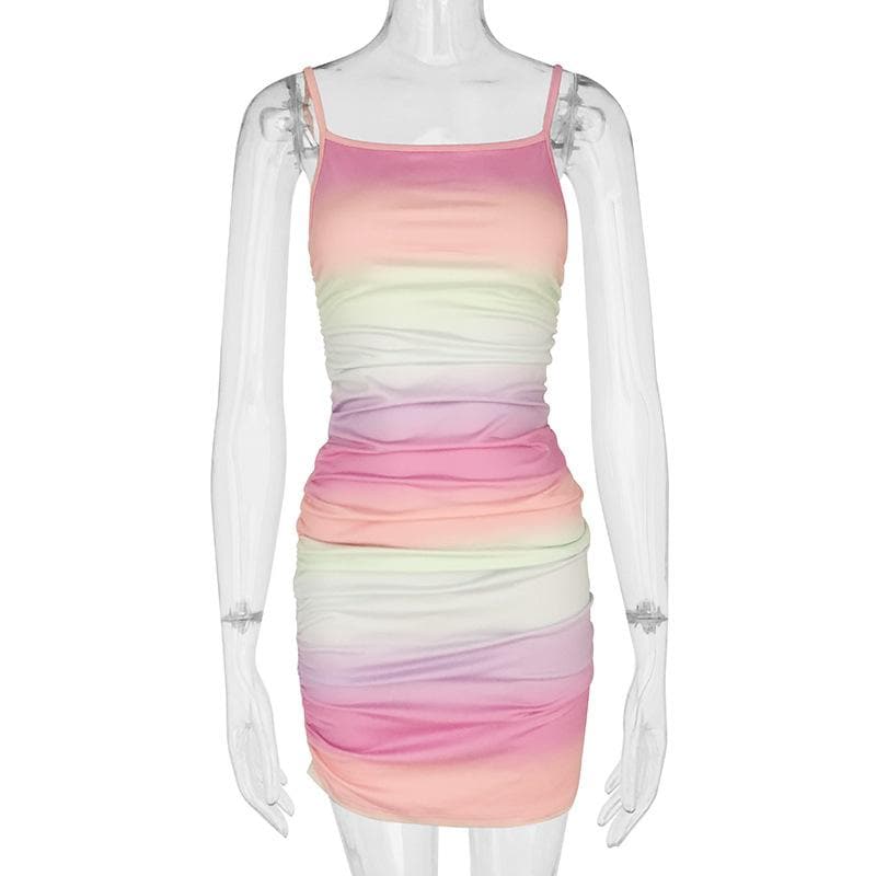 Ombré Square-Neck Strappy Dress with an Open Back