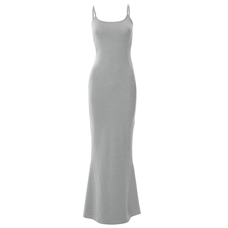 Mermaid Strappy Sleeveless Maxi Dress with a Square Neck