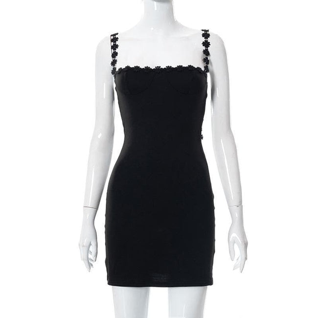 Floral strap square neck dress - Halibuy Main image