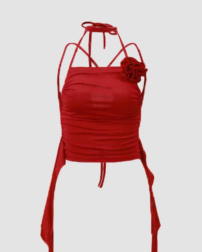 Wing-Detail Cropped Top with a Halter Neck Main image