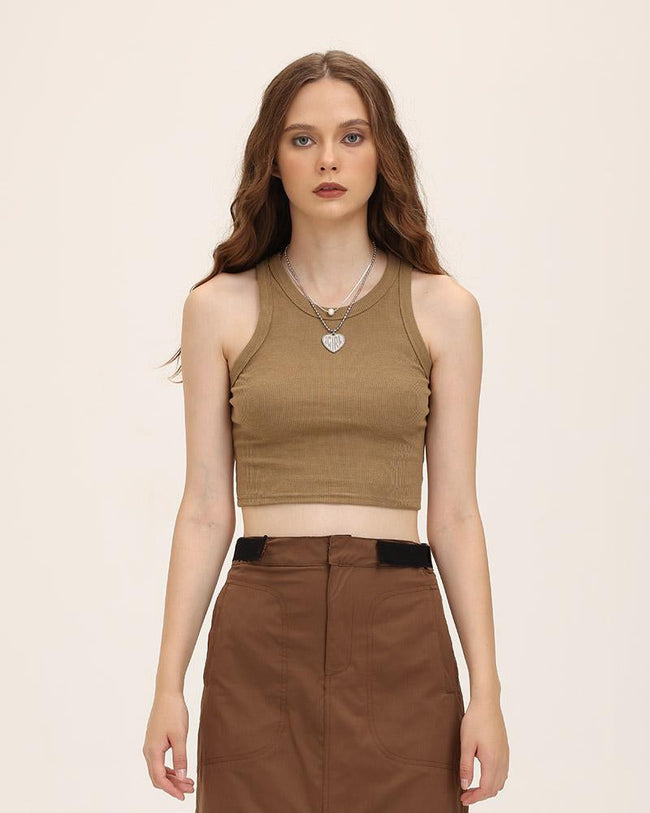 Ribbed Cropped Sleeveless Tank Top Main image