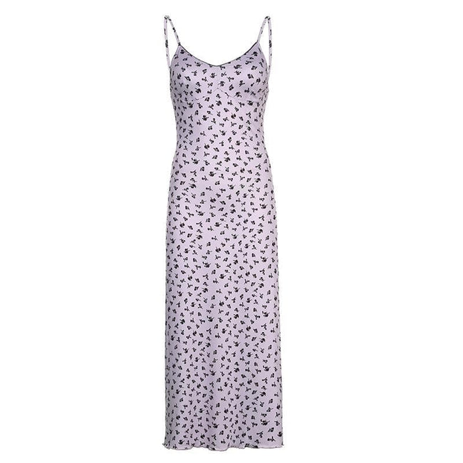 Printed Strappy Ruffled Dress with an Open Back Main image