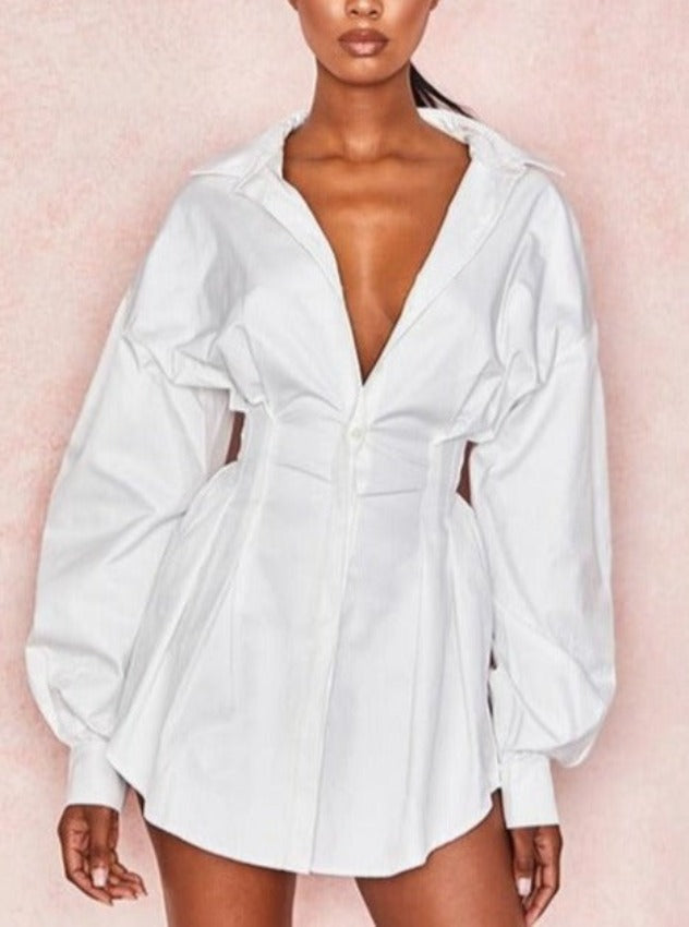 Denim Batwing Long-Sleeve Shirt Dress Main image