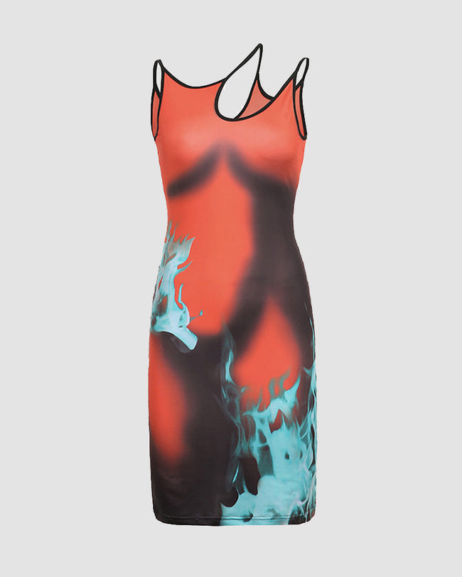 Abstract-Print Strappy Dress Main image